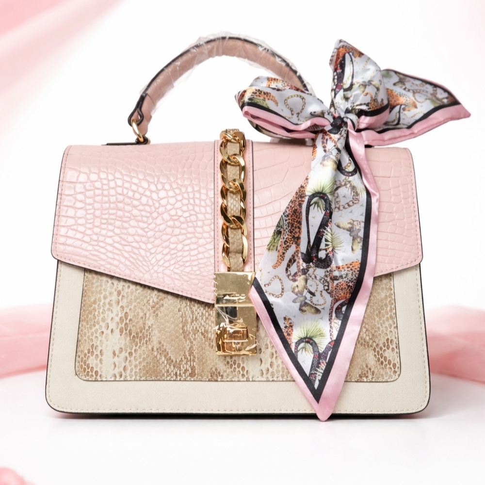 Aldo Pink and Cream Shoulder Bag